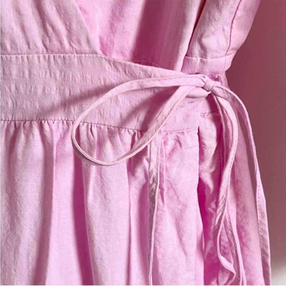 Gianni Bini Shelley dress pink v neck wrap long sleeve tiered tie - Picture 4 of 10